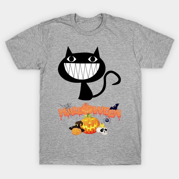 Halloween Black Cat T-Shirt by CasualTeesOfFashion